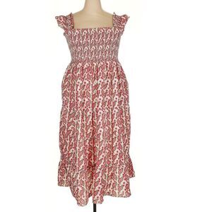 Hill House Ellie Nap Dress Birch Vine Stripe Floral Red Dress Size 4X